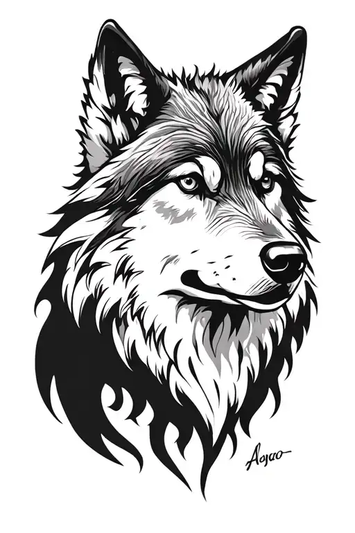 Wolf Face Tattoo Design