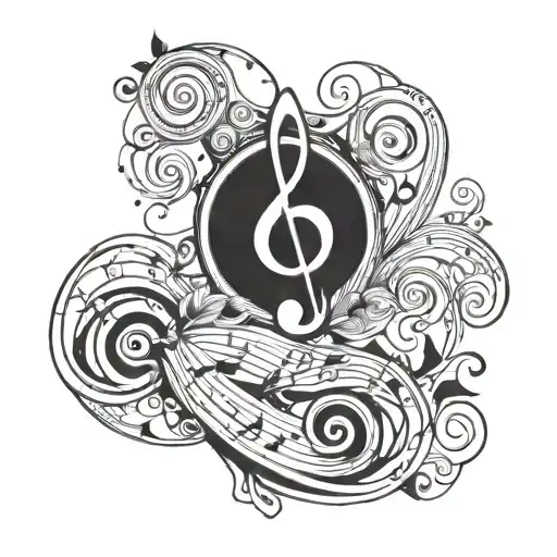 Music Note Center With Spirals Outward Hand