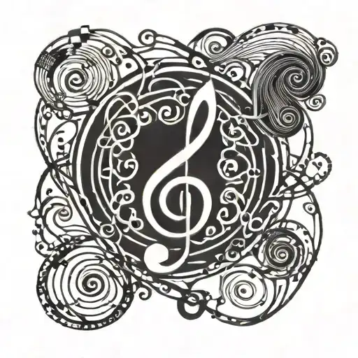 Music Note Center With Spirals Outward Hand
