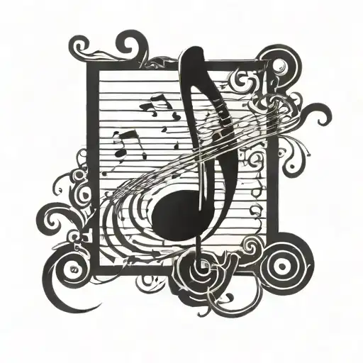 Music Note Center With Spirals Outward Hand Tattoo Flowing Into Fingers And Wrist