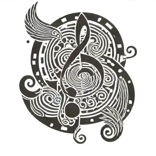 Music Note In Centre Geometric Spiral