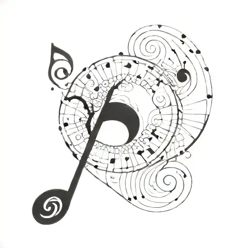 Music Note In Centre Geometric Spiral