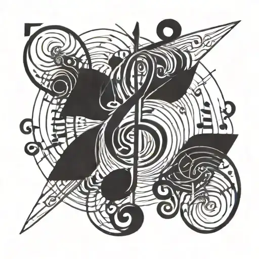 Music Note In Centre Geometric Spiral