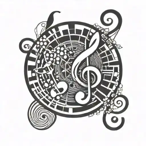 Music Note In Centre Geometric Spiral
