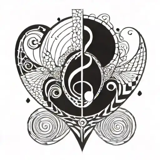 Music Note In Centre Geometric Spiral