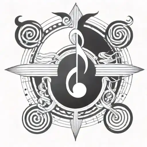 Music Note In Centre Geometric Spiral