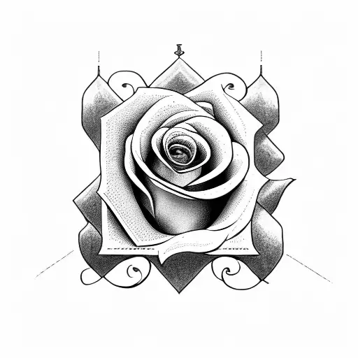 Rose With The Letter J To The Left Side And The Letter S On The Right Side