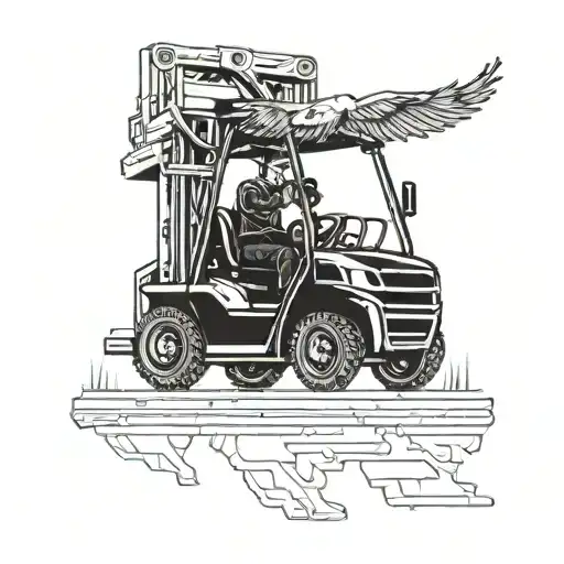 A Forklift Operator Silhouette With An Eagle Perched On Top