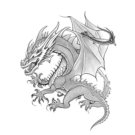 A Tattoo Of A Dragon And A Fairy Playing A Video Game Together