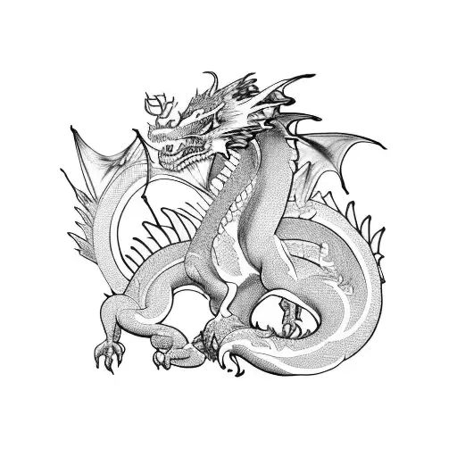 A Tattoo Of A Dragon And A Fairy Playing A Video Game Together