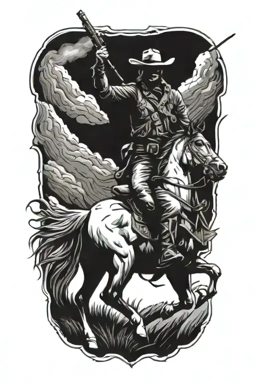 Tactical Cowboy Riding A Horse