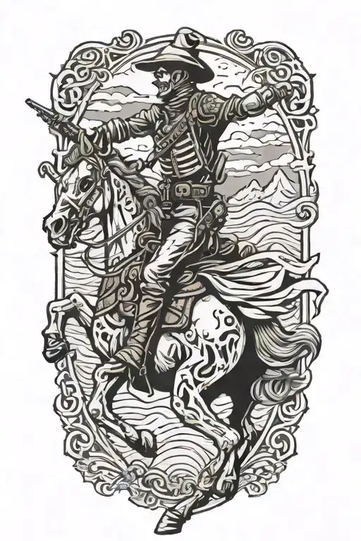 Tactical Skeleton Cowboy Riding A Horse