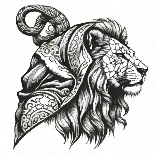 Woman With Lion Head In Hood