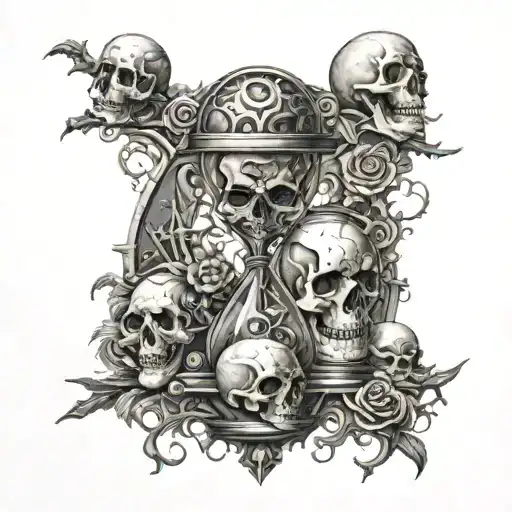 Decaying Hourglass Combined With Skulls