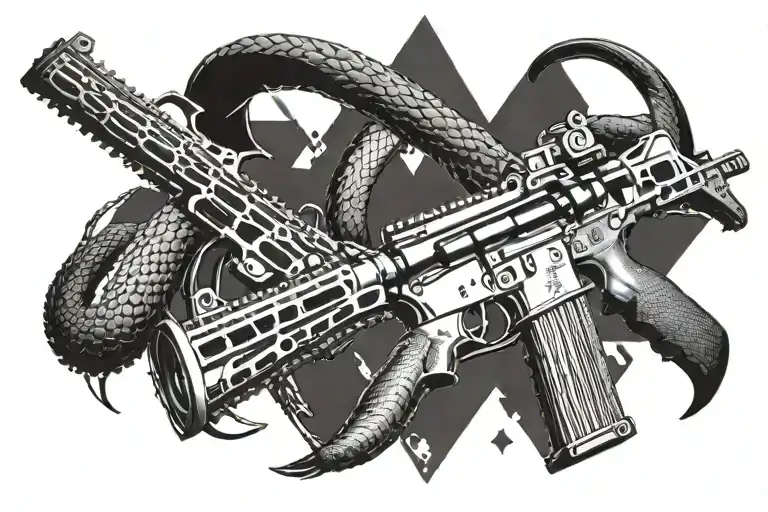 Combine An Ar 15 Rifle With A Rattlesnake In A Dynamic And Fierce Composition