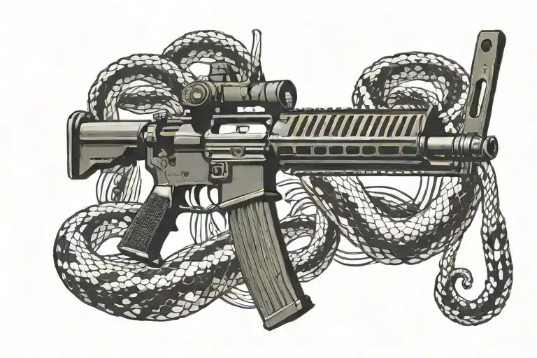 Combine An Ar 15 Rifle With A Rattlesnake In A Dynamic And Fierce Composition