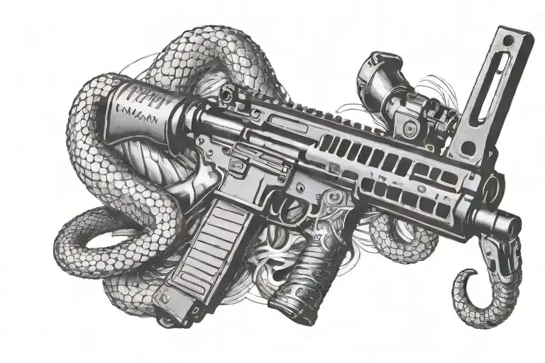 Combine An Ar 15 Rifle With A Rattlesnake In A Dynamic And Fierce Composition