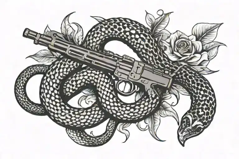 Rattle Snake Intertwined On Normal Ar 15 Rifle