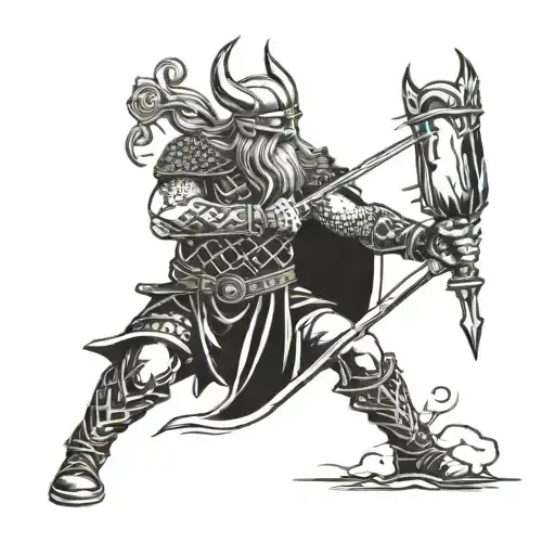 Viking Warrior Wielding A Welding Torch In Battle