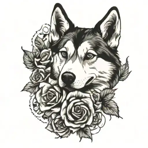 Husky And Roses Mayflowers
