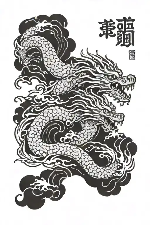 Japanese Wave And Dragon Wrapped