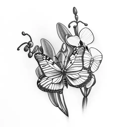 Butterfly In An Orchid By The Road