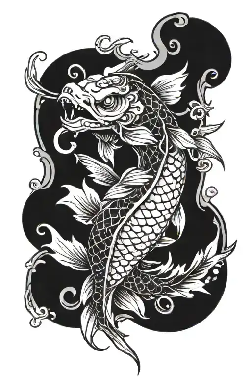 Koi Fish Transforming Into A Dragon