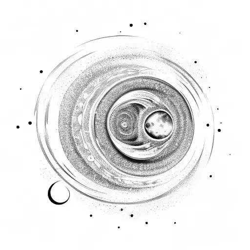 A Galaxy-like Spiral With A Star And Moon As Well As A Flower And A Drop