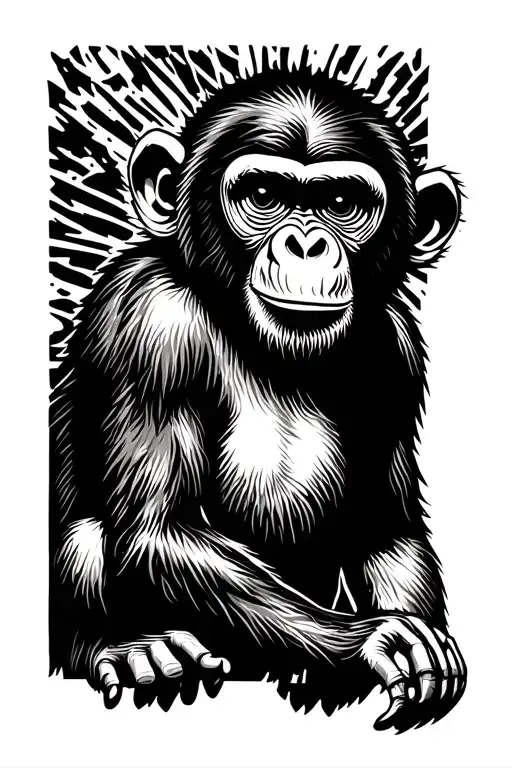 Tattoo With A Monkey In The Form Of Graffiti Style Mural