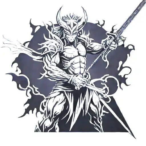 A Demonic Anime Character Wielding A Powerful Sword