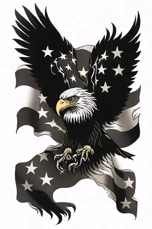American Flag And Eagle Head