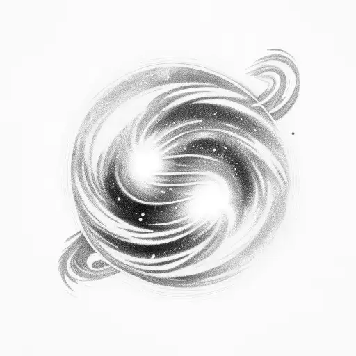 A Swirling Black Hole With A Galaxy Pouring Out From Its Center