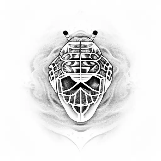 An Intricately Detailed Hockey Goalie Mask Surrounded By Swirling Air And Water Elements