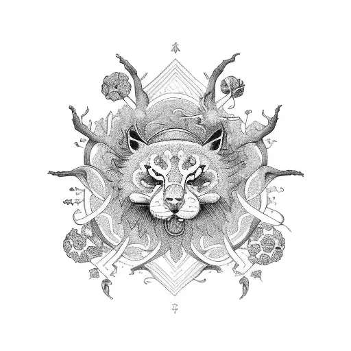 Symbolic Depiction Of The Siberian Plague Intertwined With Floral Elements