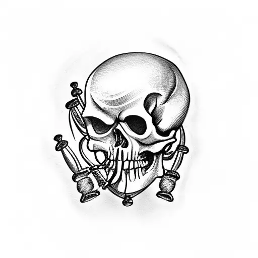 Alestorm Skull With Bagpipe