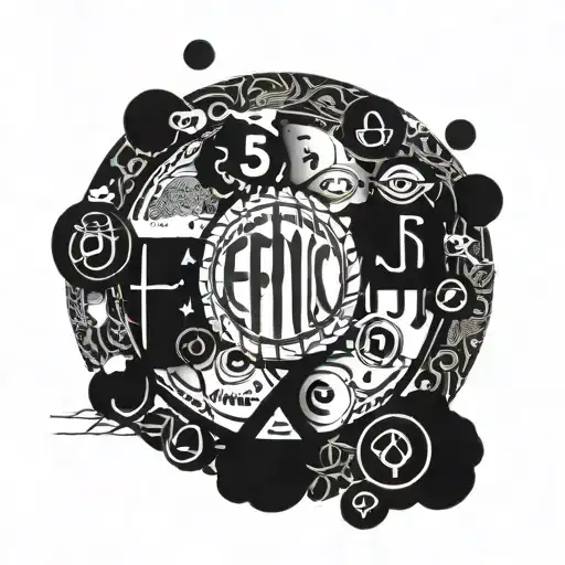 Epicurism Word With Round Format Made By A Lot Of Random Symbols And Elements