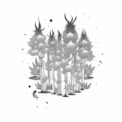 A Mystical Forest With Towering Cannabis Plants