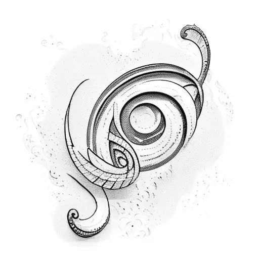 A Detailed Blackwork Tattoo Of A Music Note Transforming Into Crashing Waves At The Beach