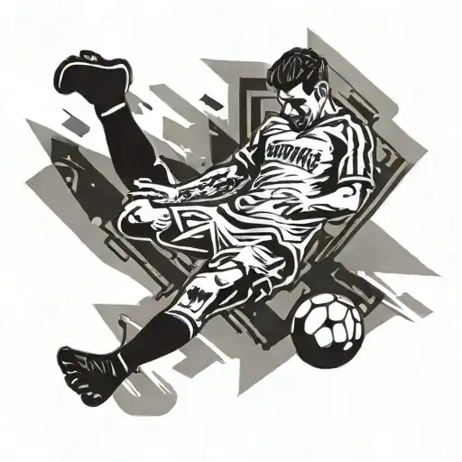 A Dynamic Football Player Kicking A Ball With A Newspaper Headline In The Background