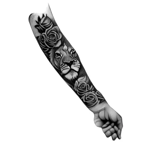 A Lion With Roses On His Sleeve