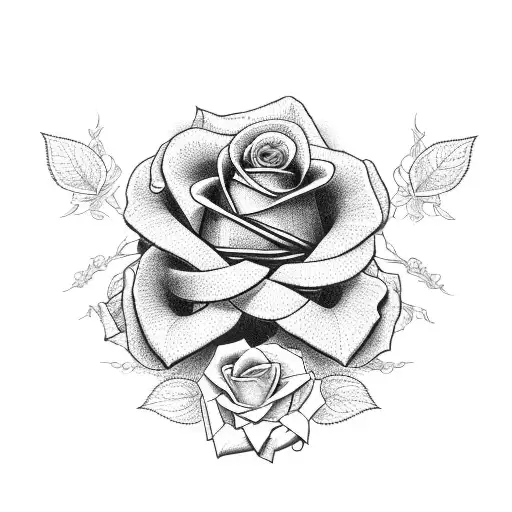 A Cross Intertwined With A Vine Of Roses