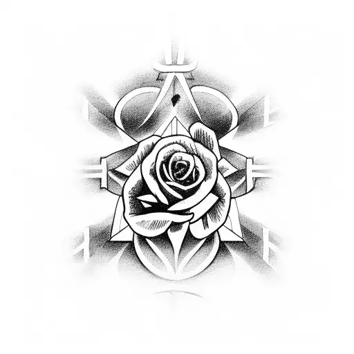 Christian Cross With Roses Going Up The Cross