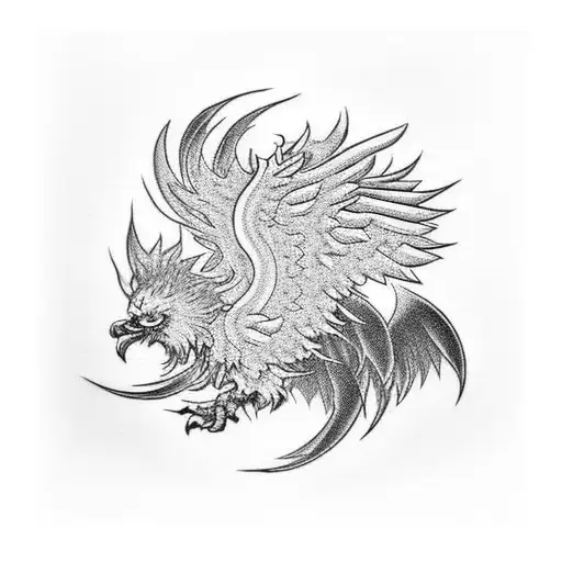 Flying Angry Black White Phoenix Leg