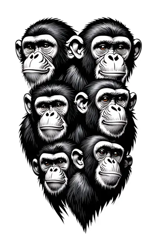 Three Monkeys Representing The Personalities