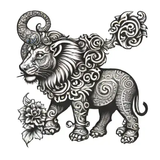 Elephant & Lion Head