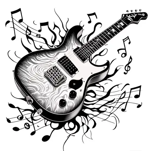 Finder Statocaster With Flamong Music Notes Floating