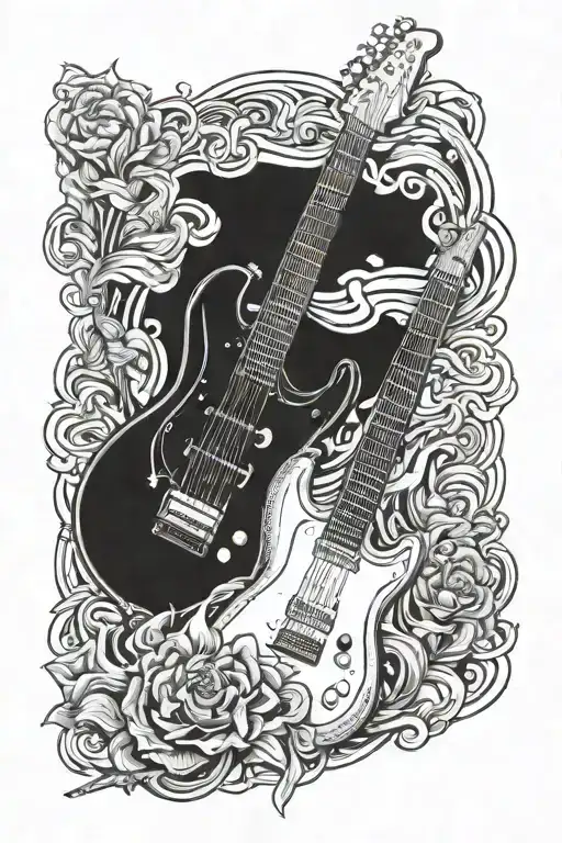 Electric Guitar Beer And Cigarette In