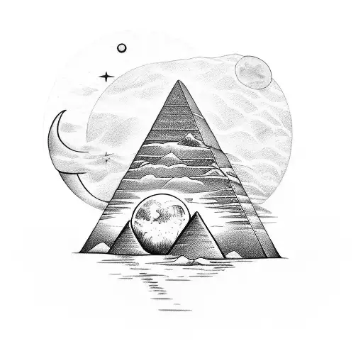 Three Pyramids Sun Moon