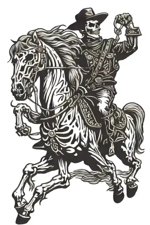 Skeleton Cowboy Riding A Horse