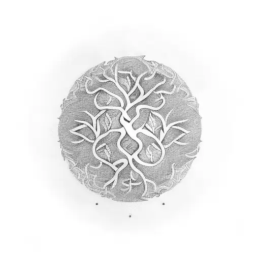 Tree Of Life And Yin Yang Sign